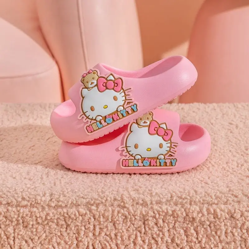 

TAKARA TOMY Summer Children's Sandals and Slippers Girls' Kitty Cat Kindergarten Cartoon Anti Slip Home Slippers Ultra Light