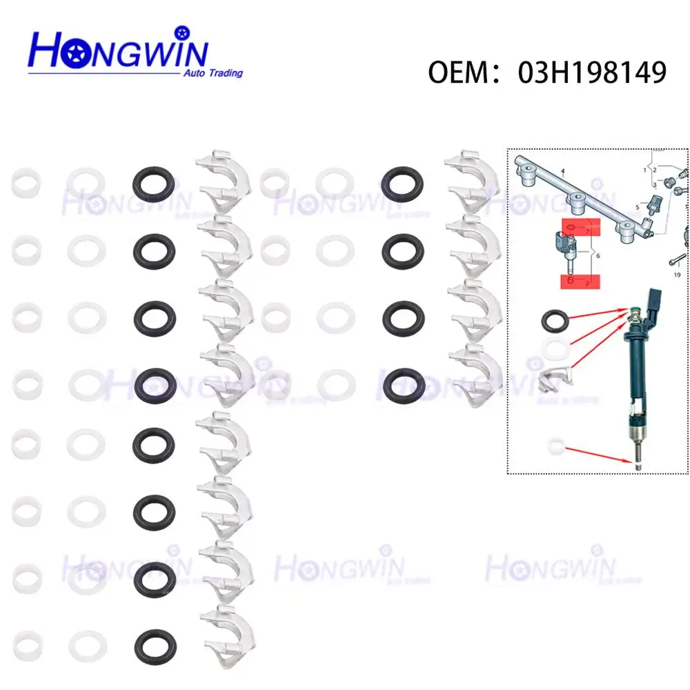 

3/6/9/12SET 03H198149 95511091000 95511091100 Уплотнение топливной форсунки для VW CC/Passat CC Passat Touareg Audi Q7 3.6L