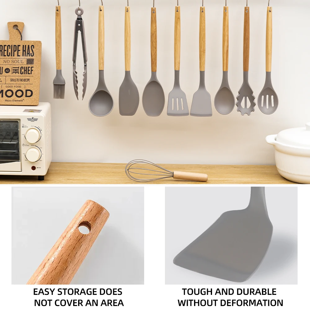 Набор легких силиконовых кухонных инструментов 11 шт. термостойкие кухонные