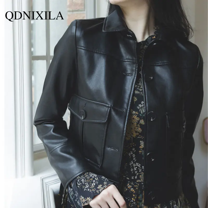 Women's Leather Jacket Spring Jacket Women New Outerwear Short Leather Jacket Korean Fashion Vintage Style Female Jacket