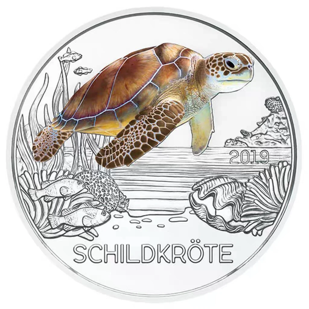 

2019 Austria 3 Euro round Turtle Color Luminous Copper-Nickel Alloy Commemorative Coin