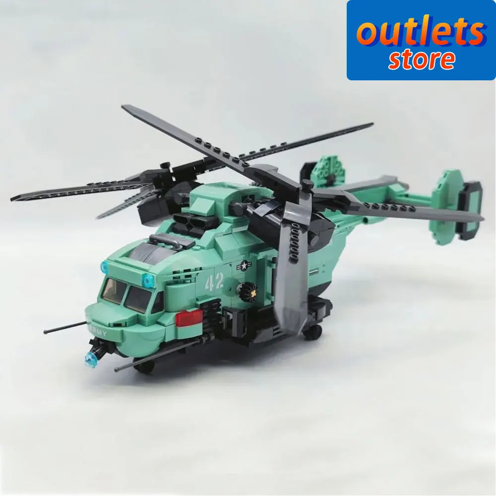 

JIESTAR 58008 High Tech Twin Rotor Helicopter Military Aircraft Airplane Moc Bricks Technical Model Building Blocks Toys 705PCS