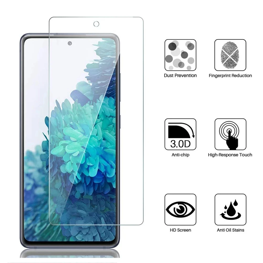 4Pcs Tempered Glass For Samsung Galaxy A54 A34 A14 S21FE 5G Screen Protector For Samsung A53 A52 A24 A52S A73 A33 S20FE 5G Glass