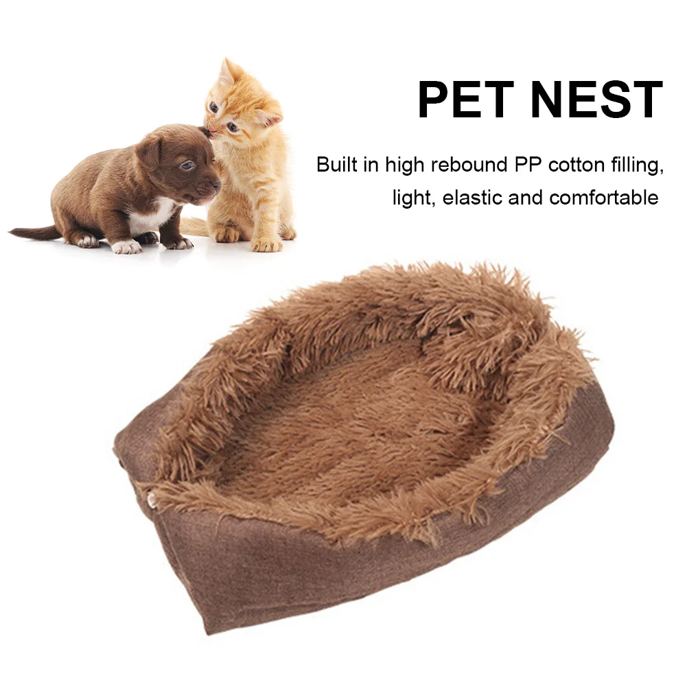 

Прямоугольная кровать для домашних животных для кошек и мелких собак, дышащая плюшевая подвижная противоскользящая супермягкая пушистая т...