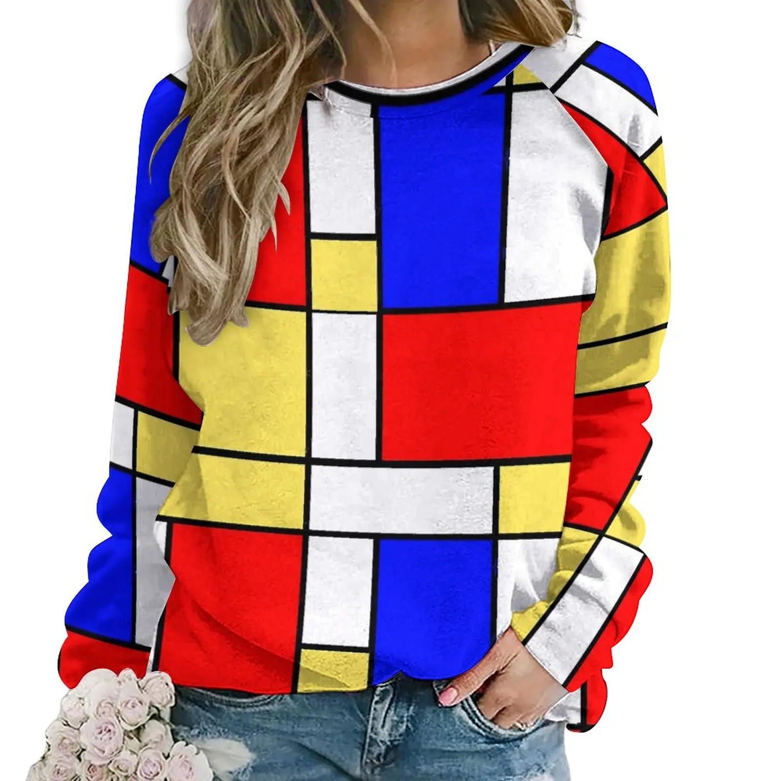 

De Stijl Casual Hoodies Women Mod 60s Mondrian Style Trendy Design Hoodie Autumn Long Sleeve Harajuku Oversized Sweatshirts