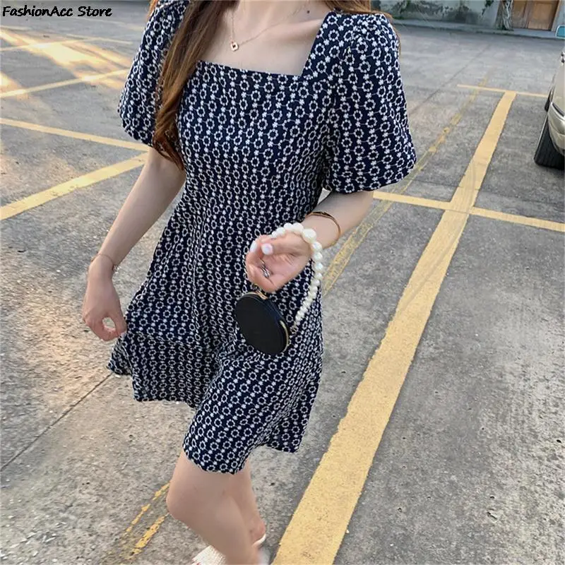 

Harajuku Floral Dress for Women Party French Vintage Retro Office Lady Casual Club Mini Sexy Dresses Summer 2022 New Clothes