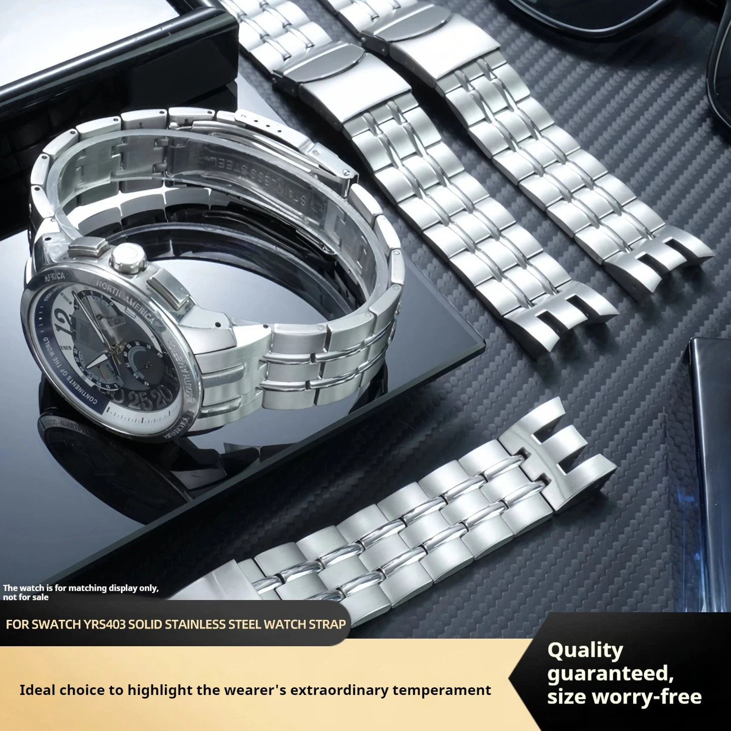 Фото Модифицированный ремешок для часов Swatch YRS403 412 402G из цельной нержавеющей стали с изогнутыми выемками, специальный ремешок для часов 21 мм. №1