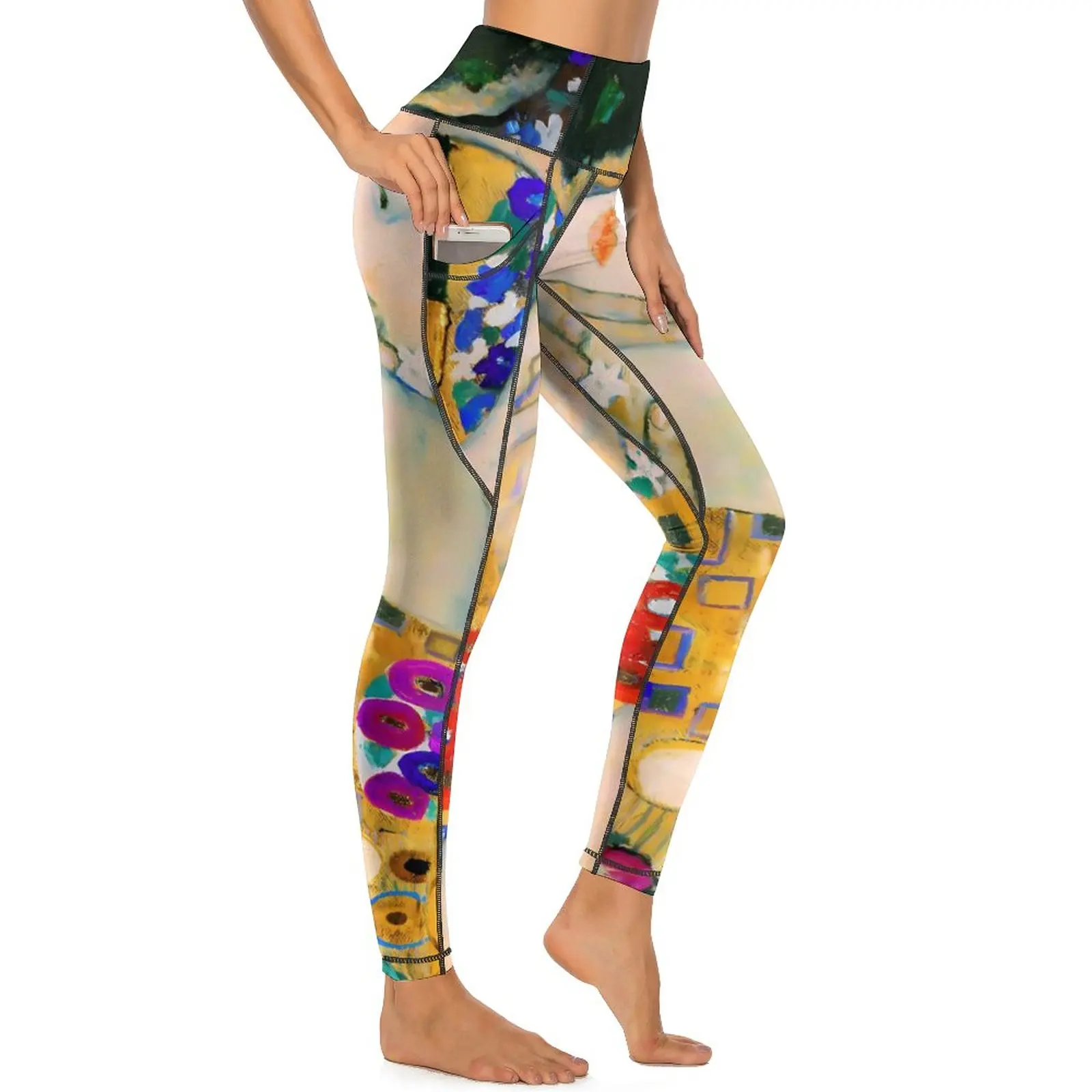 

Gustav Klimt Leggings The Kiss Workout Yoga Pants High Waist Novelty Leggins Stretchy Pattern Sports Tights Gift