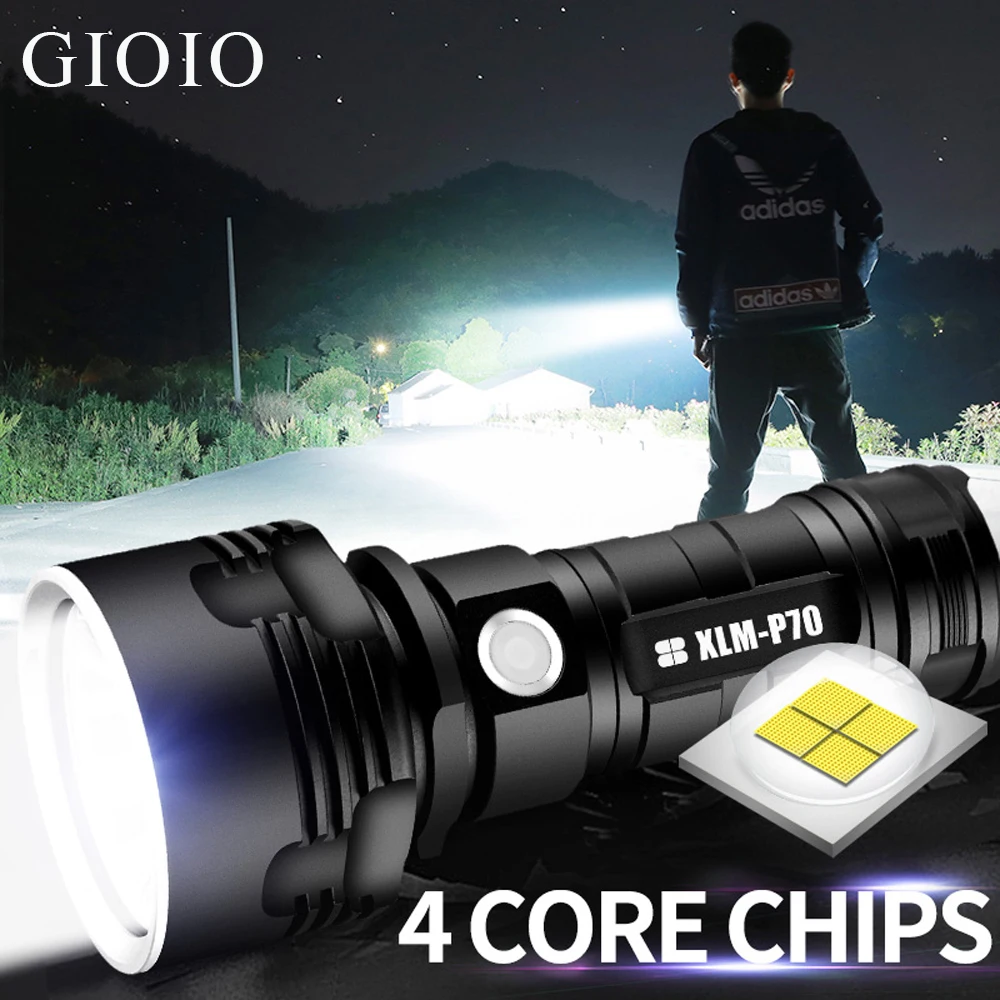 Super Bright LED Flashlight L2/XHP50 Tactical Torch USB Rechargeable Linterna Waterproof Lamp Ultra Bright Lantern Camping