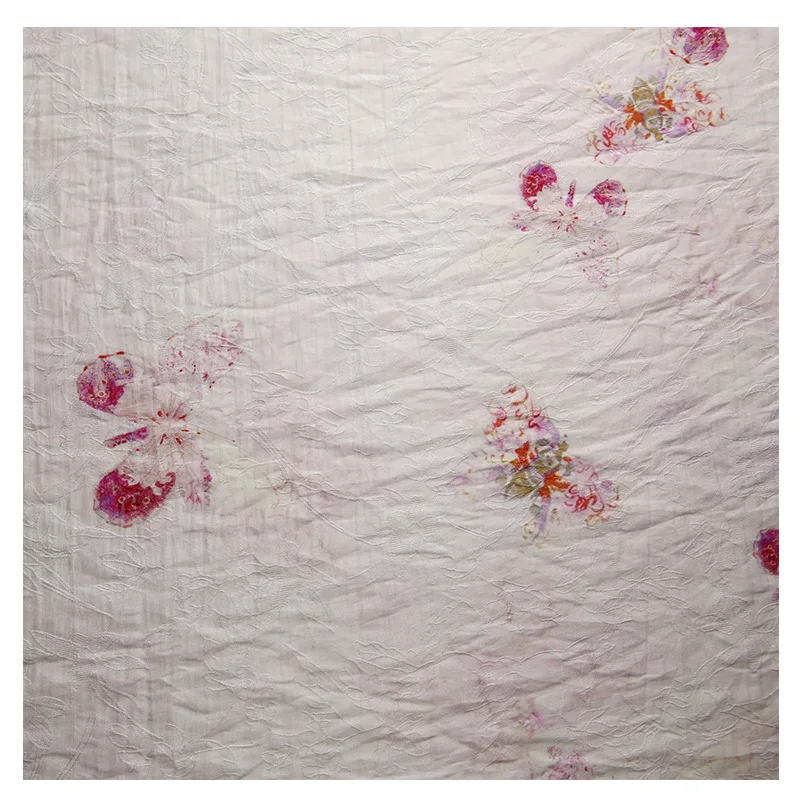 Летняя полупрозрачная жаккардовая ткань для шитья платья акриловая