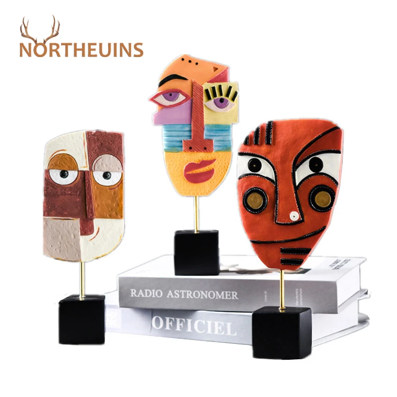 

Resin Abstract Human Face Figurines Creative Character Mask Statues For Home Decor Desk Art Christmas Decoration Gift