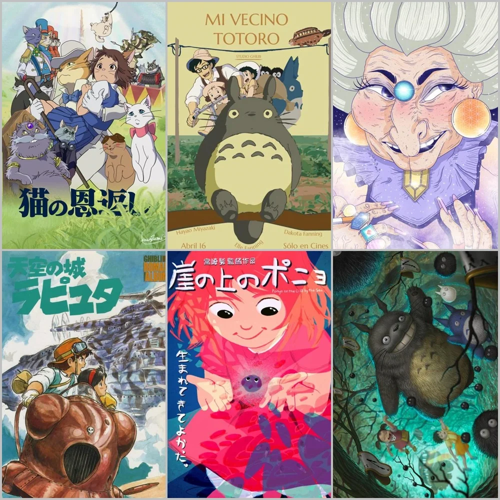 

5D Diy Diamond Painting Anime Ghibli Miyazaki Hayao Movie Retro Poster Diamond Mosaic Embroidery Cross Stitch Home Decor Gifts