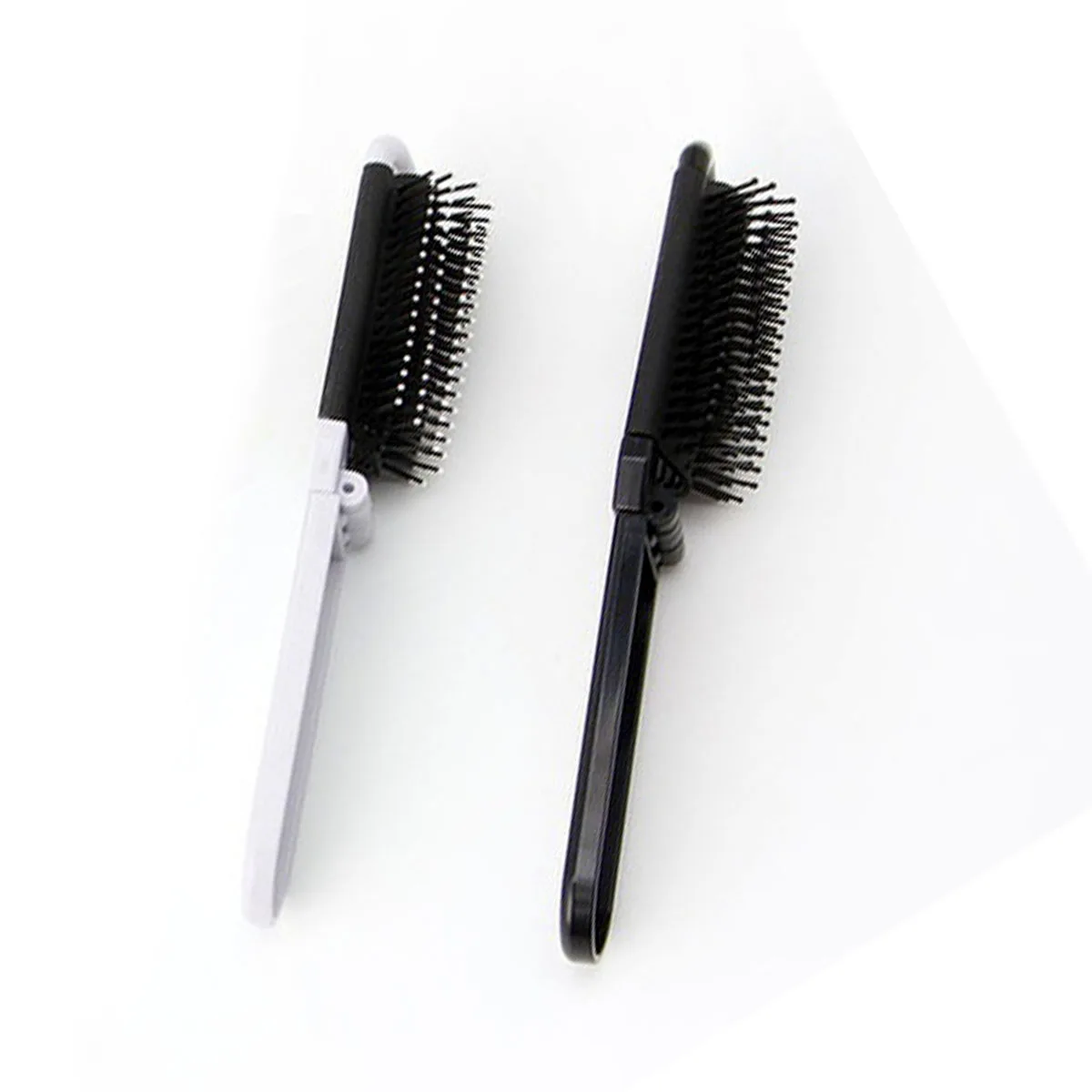 

Portable Travel Folding Hair Brush With Mirror Compact Pocket Size Comb
