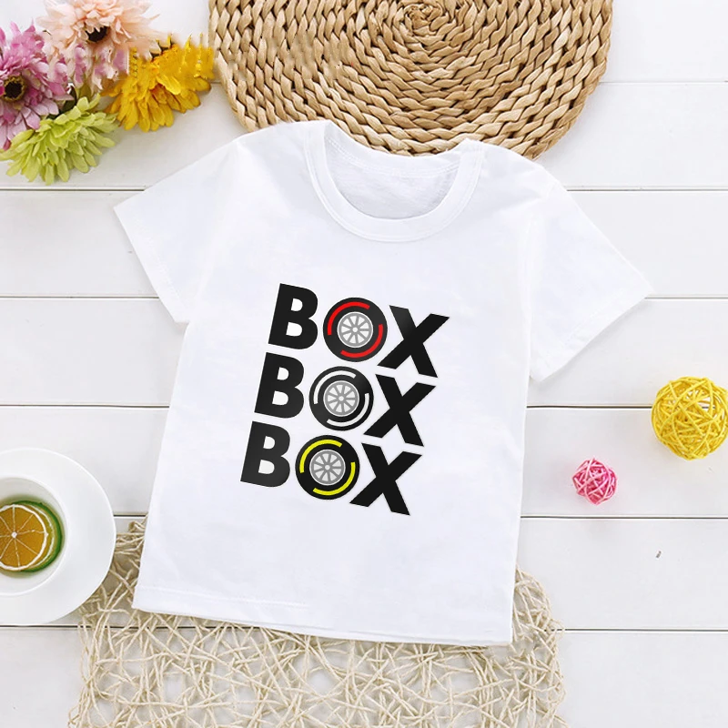 Box Box Box F1 Tyre Compound Design T Shirt for Boys Kids Hipster Toddler Boy Tops Summer Children Clothes,Drop Ship