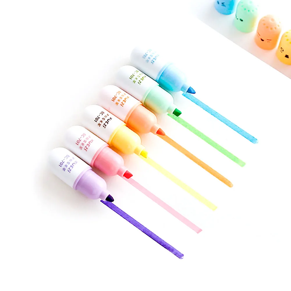 

Capsule Fluorescent Pen 6-colour Cute Kawaii Marked with Colour Pen Stationery Office School Supplies Office & School Markers