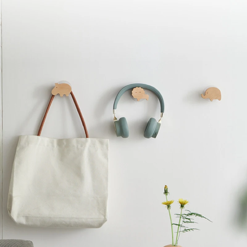 

Solid Wood Wall Hook Towels Coat Clothes Storage Hook Self Adhesive Wall Hanger
