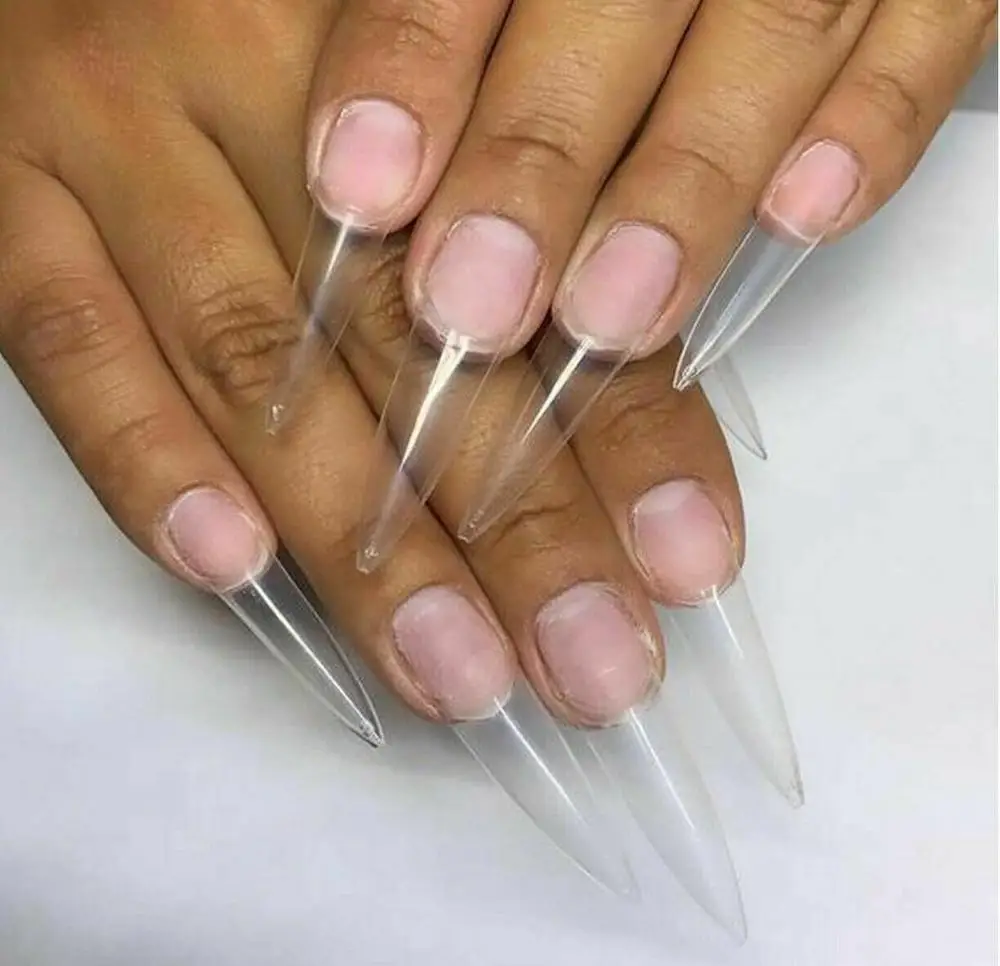 

600pcs/bag Extra Long Half Cover Stiletto Easy Coffin False Nail Tips Clear Tip Nails Acrylic Manicure Tool