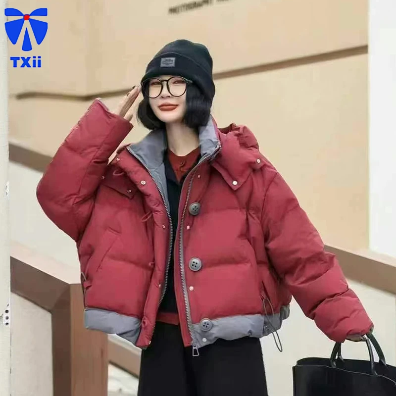TXii Короткий пуховик женский 2024 зима новый дизайн Sense Niche 90 белый утиный пух