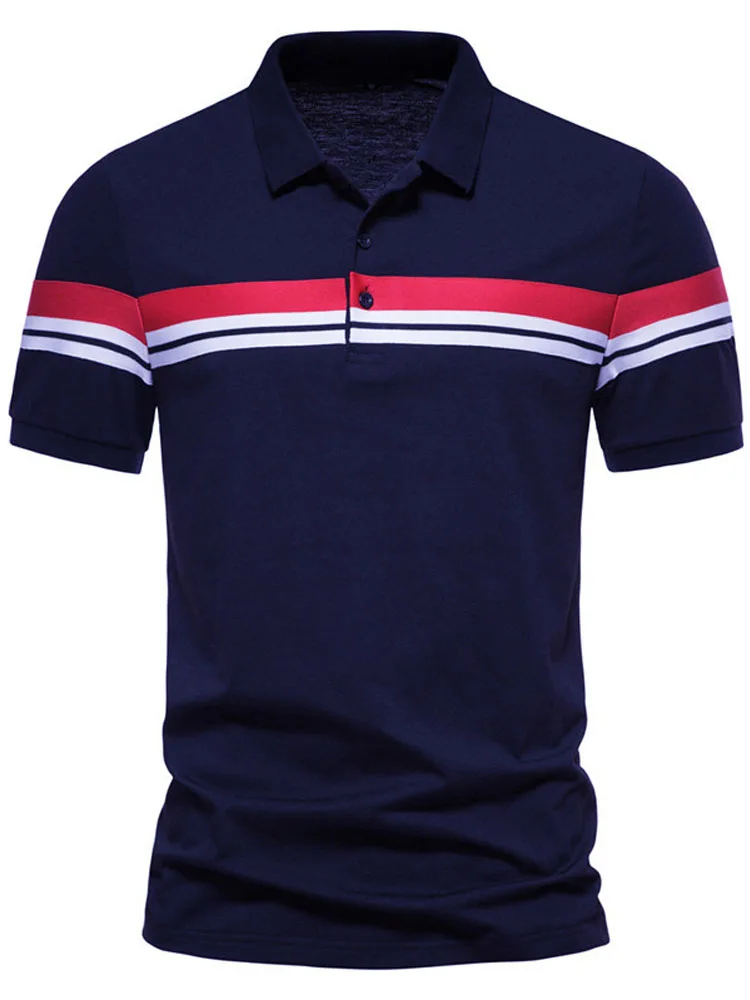 

Рубашка-поло мужская с вышивкой, модная Повседневная блуза с коротким рукавом и отложным воротником, приталенная уличная одежда в стиле пэч...