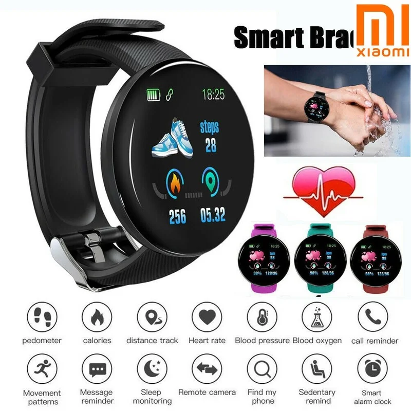 

Xiaomi D18 Smart Digital Watch Round Color Screen Bluetooth BloodPressure Monitor Fitness Tracker Sportswatch for Men Women Kids
