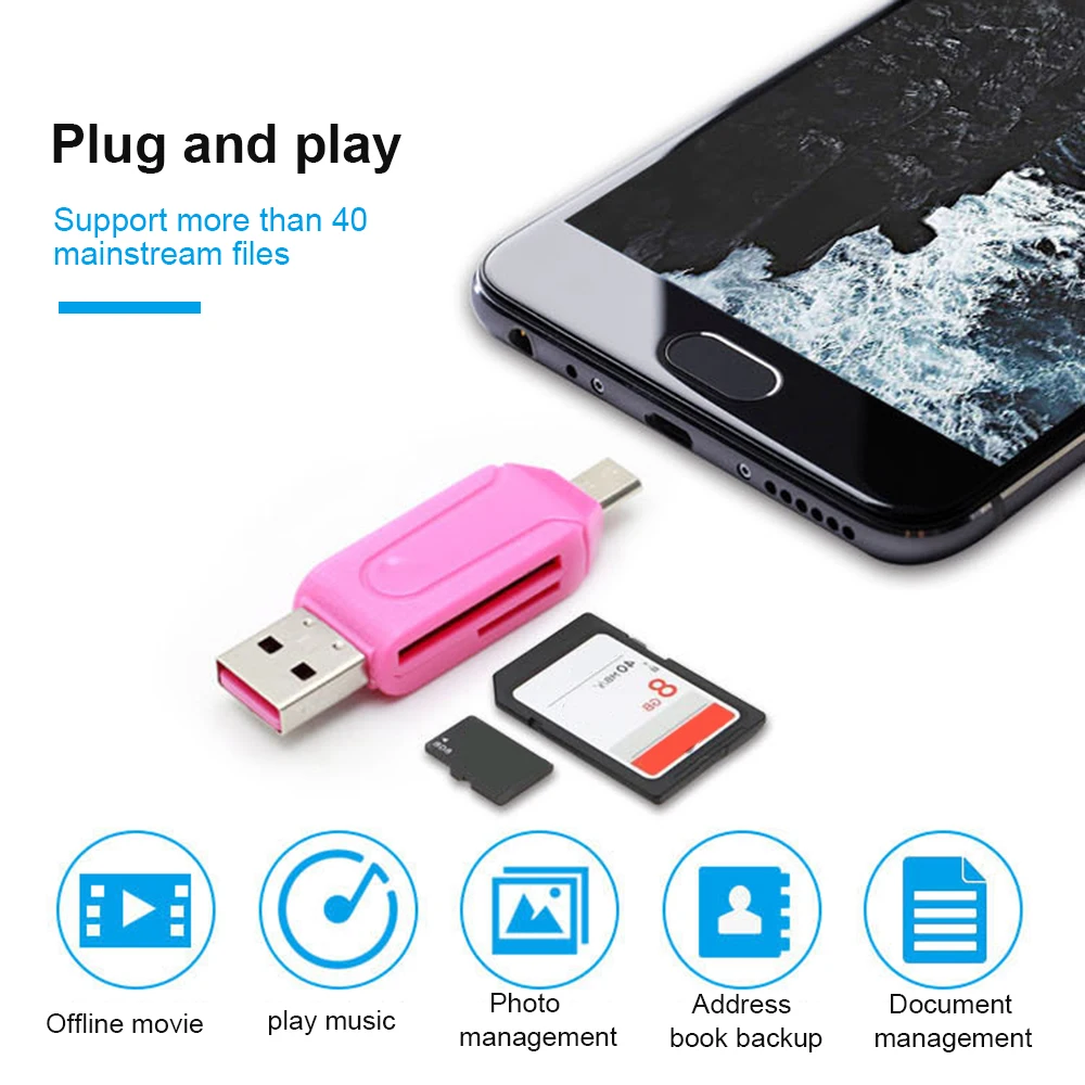 Type-C USB OTG Adapter Universal Micro TF SD Card Reader Universal Micro USB OTG TF/SD Mini Portable Card Reader 2 In 1