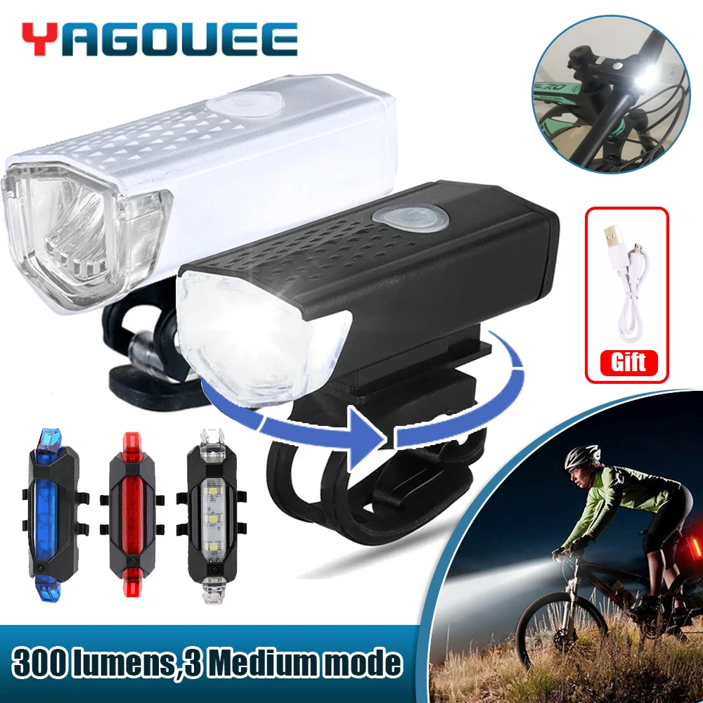 

USB Bicycle Light LED Mountain Cycle Front Back Bike Light Taillight Waterproof Cycling Safety Warning Light Bicycle Flashlight