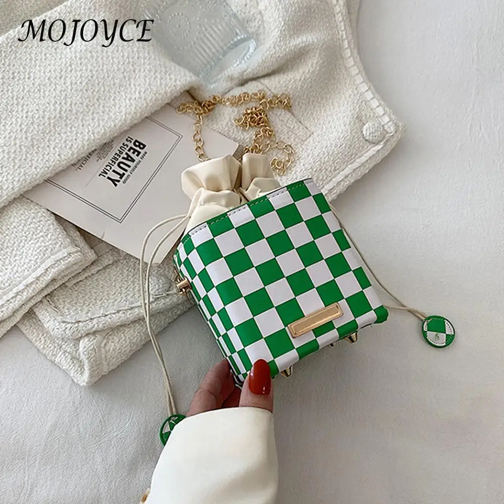 

Fashion Plaid Crossbody Bags Women Box PU Leather Shoulder Chain Small Purse for Friends Birthday Festival Gift
