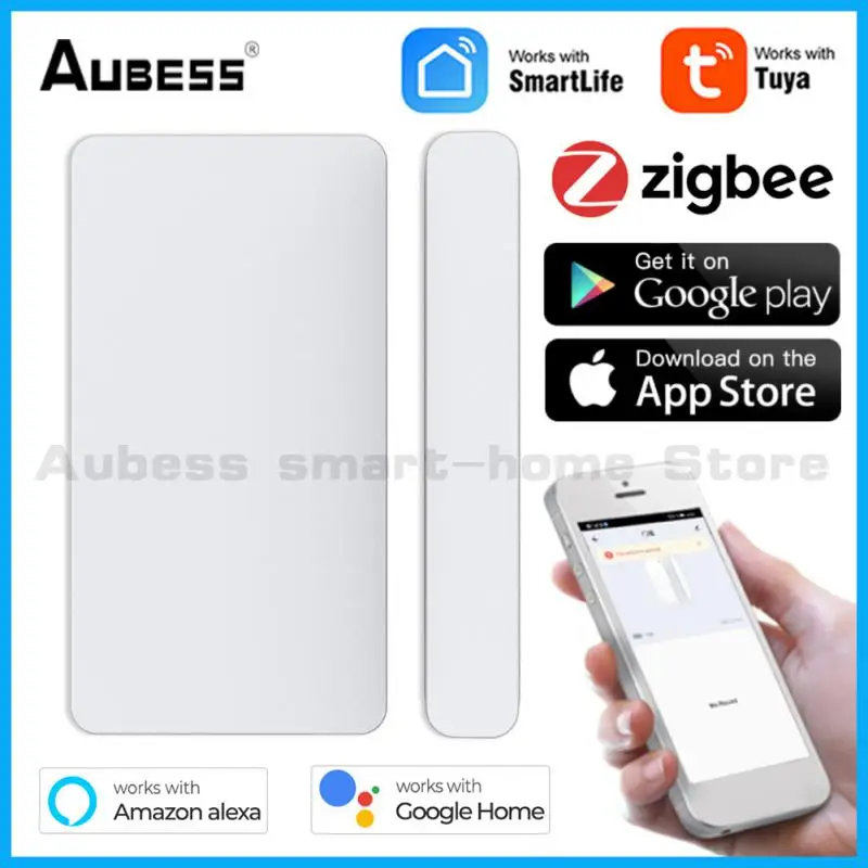 

Aubess Zigbee Smart Door Window Sensor Tuya APP Control Door Open/Closed Detectors Security Protection Automation System Alexa
