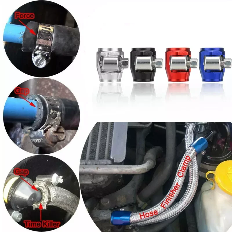 

AUTO PARTS AN4 6 8 10 12 Oil Fuel Hose Clamp End Finisher HEX Finishers Aluminum Hose Connectors Hose Clamps