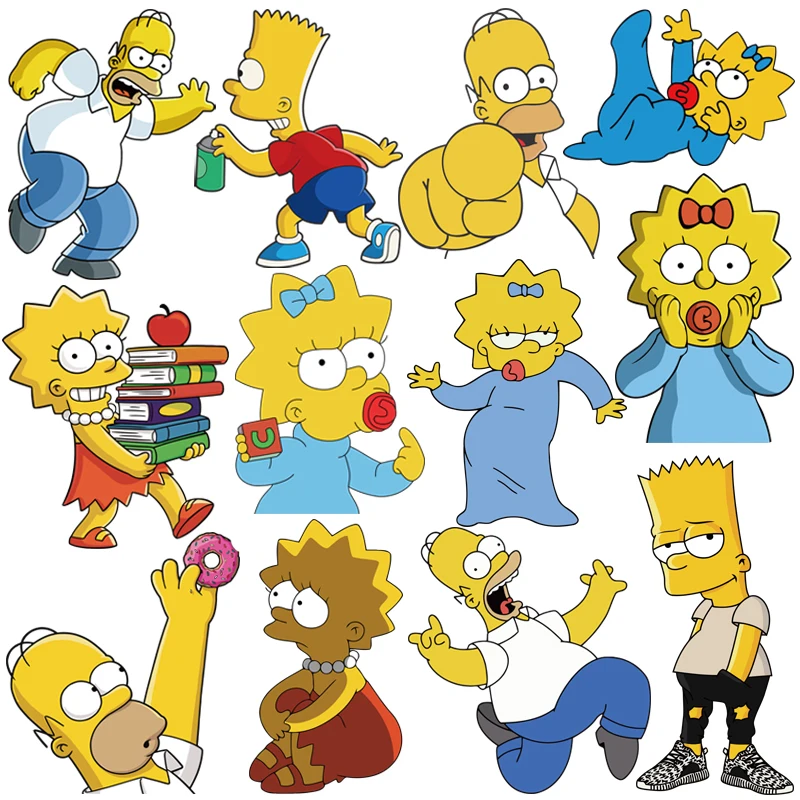 Симпсоны нашивки для одежды A-Level моющаяся Забавная детская футболка