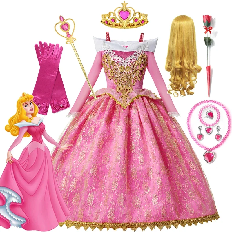 Платье принцессы Диснея для девочек костюм Спящей красавицы Авроры карнавальный