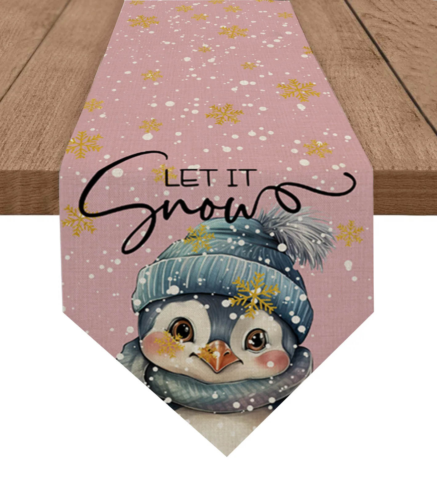 

Christmas Penguin Snowflake Watercolor Table Runner Wedding Party Decor Tablecloth Holiday Kitchen Table Decor Table Runner
