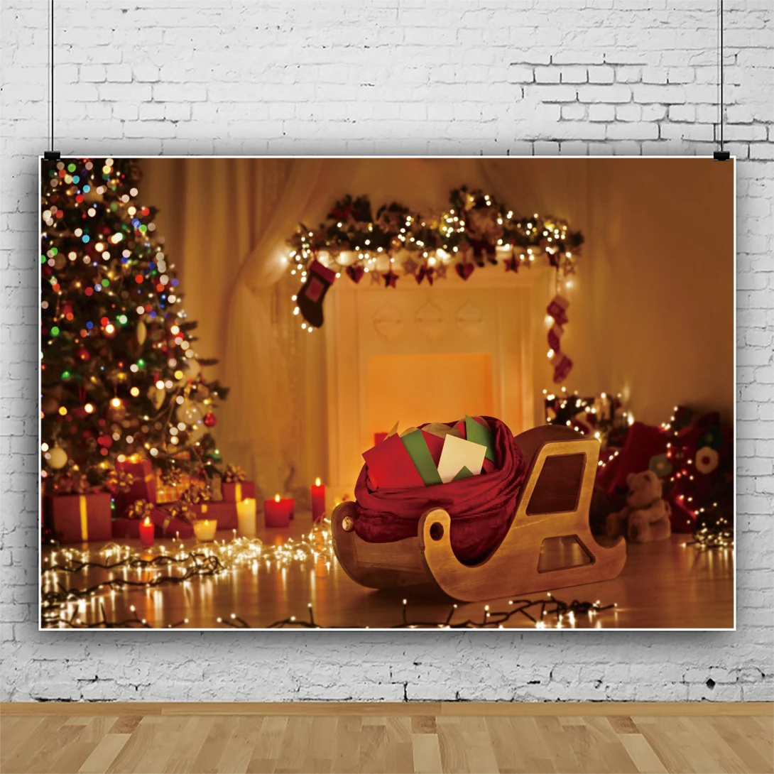 

Рождественский фон для фотосъемки камин дерево огни детский портрет семейвечерние НКА фото фон реквизит для фотостудии