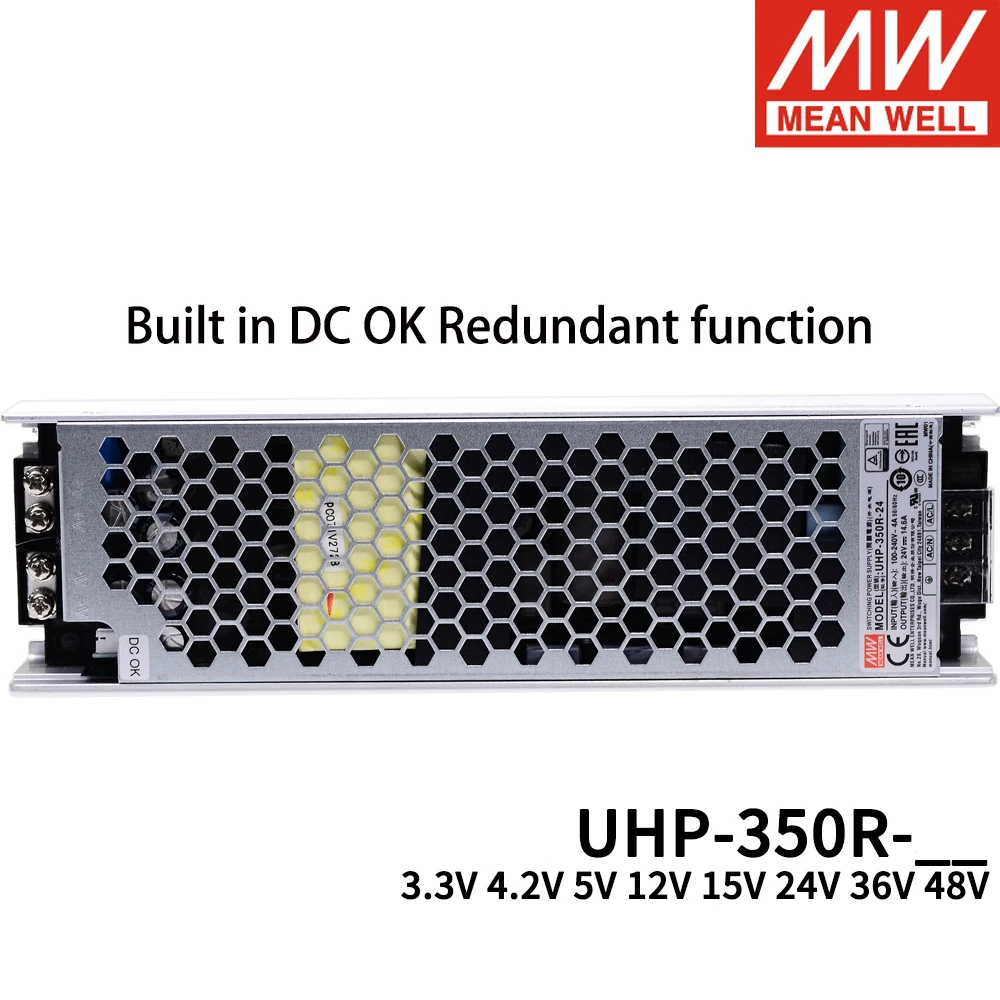 Meanwell 350 Вт UHP-350R тонкий ультратонкий Светодиодный промышленный импульсный источник питания с PFC 5 в 12 В 15 в 24 в 36 в 48 в Встроенный DC OK