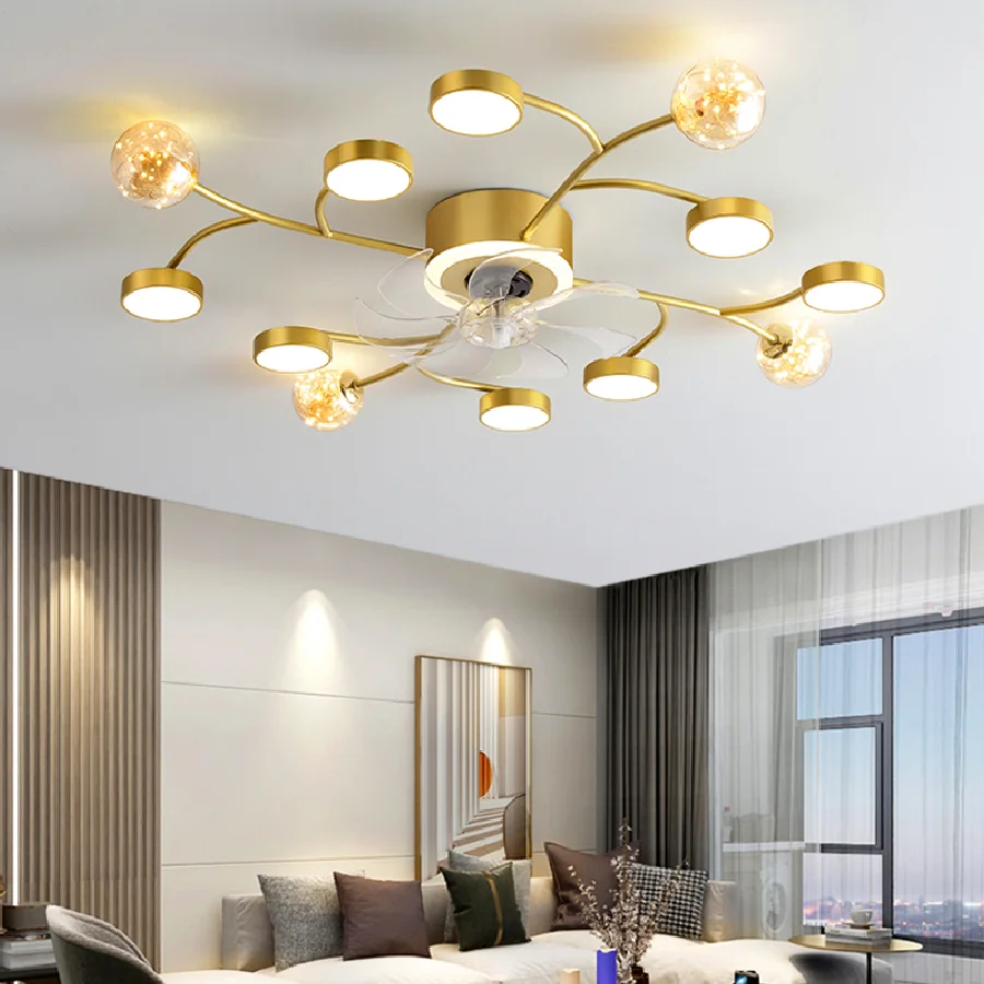 

Светодиодный Невидимый потолочный вентилятор для спальни, декоративная лампа для столовой, потолочные вентиляторы светильник дистанционн...