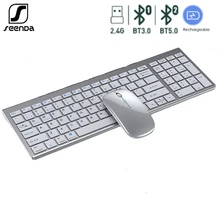 Bluetooth Keyboard Three-mode Full-size Wireless Keyboard and Mouse Combo Multi-Device Rechargeable Keyboard Set