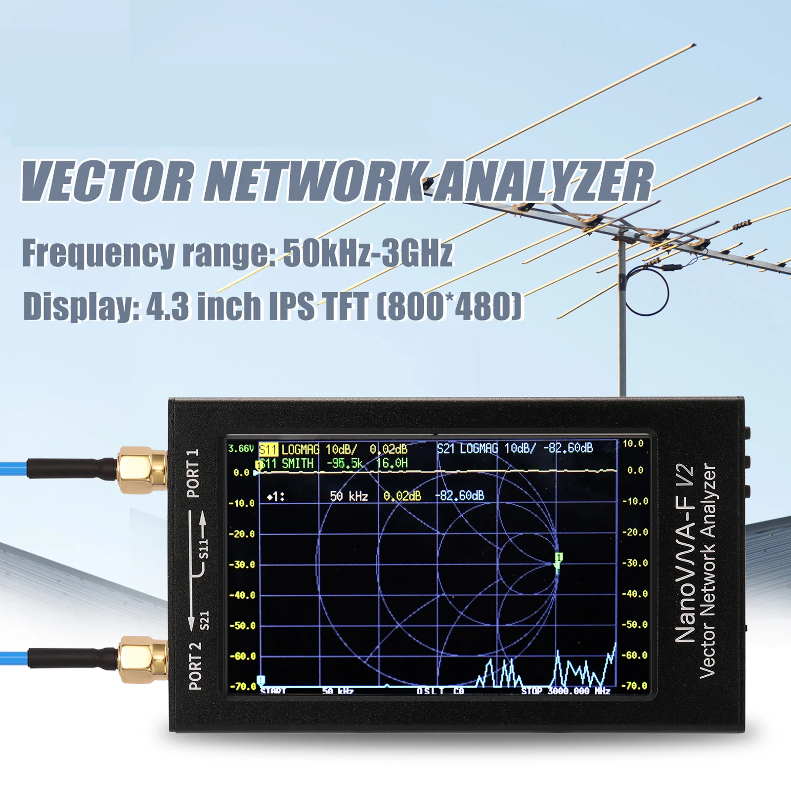 

Professional Vector Network Analyzer S-A-A-2 Antenna Analyzer Short Waves HF VHF UHF VNA Tester with 4.3 Inch IPS LCD Display