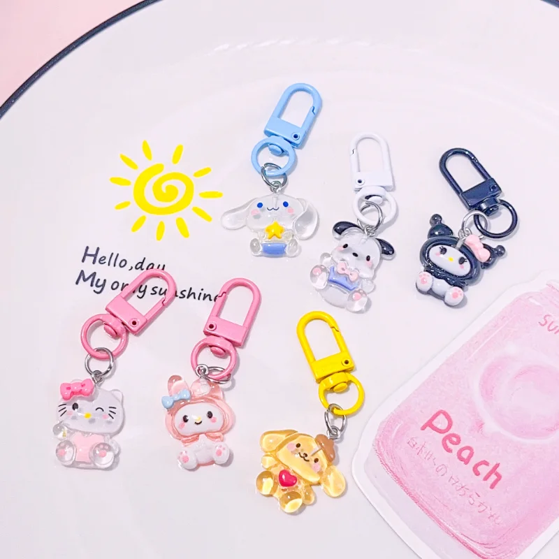 

Sanrio Hello Kitty Kuromi My Melody Purin Pendant Cute Kawaii DIY Fashion Anime Accessories Silicone Keychains Funny Sweet