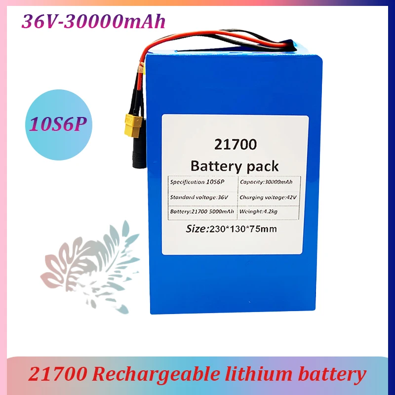 

10S6P 36V 30000mAh 21700 High Power Rechargeable Li-ion Battery 30ah for Electric Bicycle Electric Motorcycle ScooterBuilt-inBMS