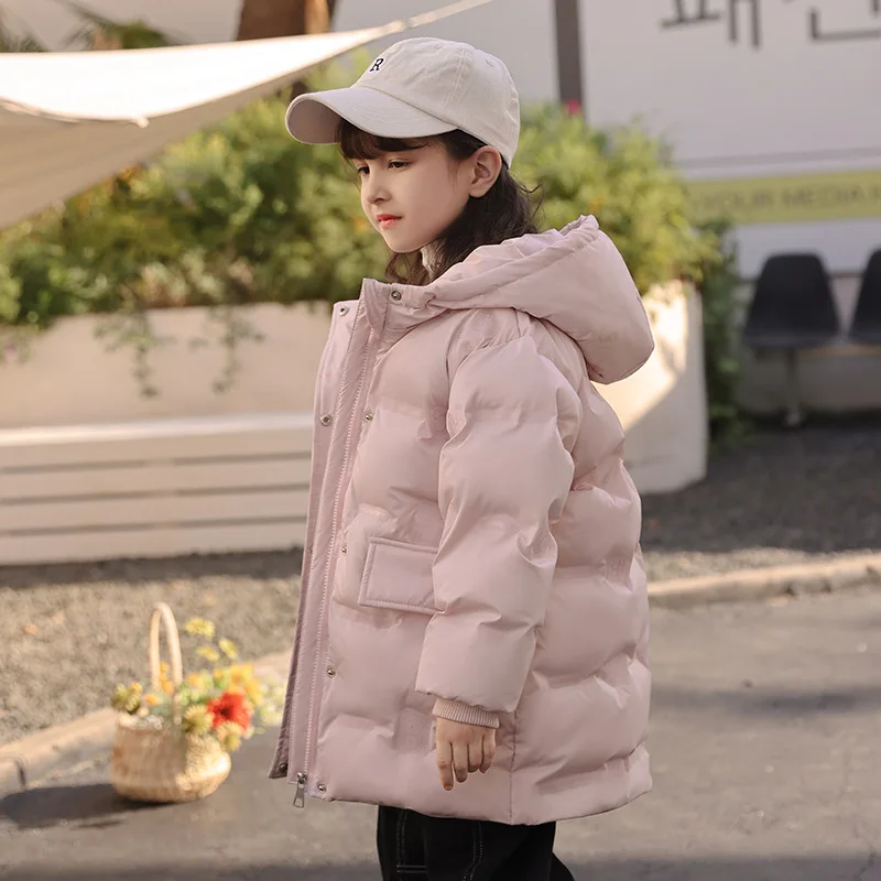 Winter Jacket 2022 New Warm Down Coats Girls Mid-Length Thickened Student Down Padded Jacket Children Snowsuit Outerwear Coat