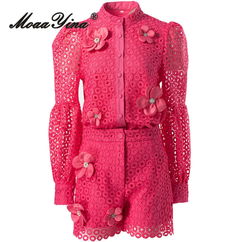 Модный дизайнерский комплект MoaaYina из двух предметов однотонные ажурные женские