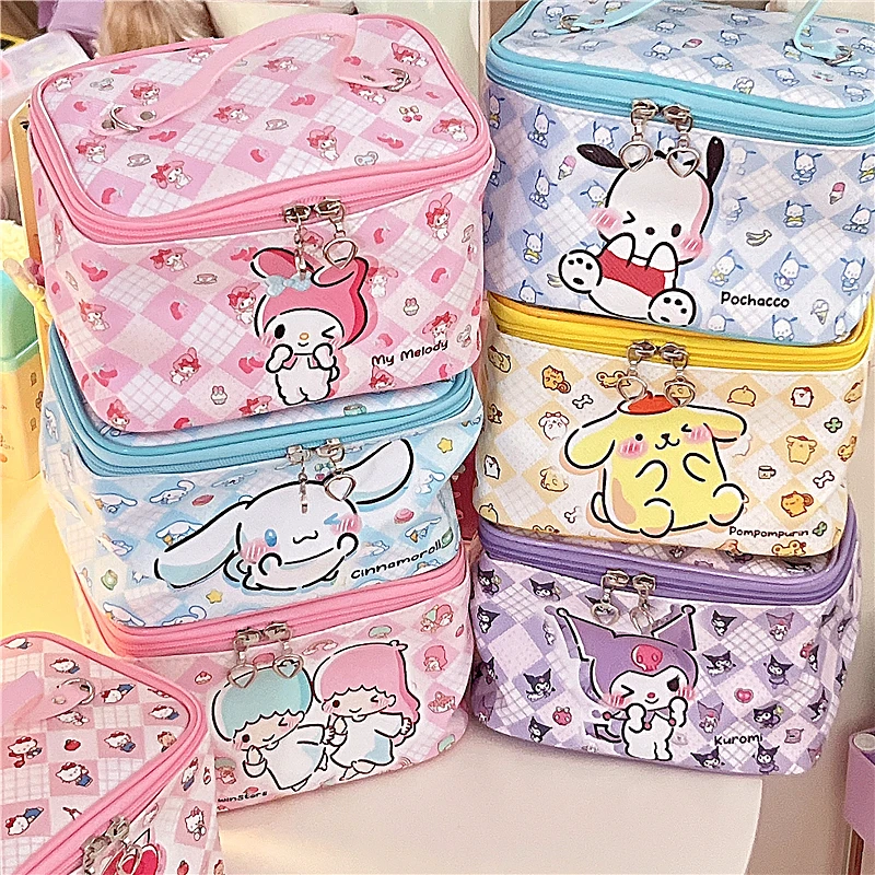 

Sanrio PU Leather Handbag Cosmetic Bags Cute Anime Girls Handbag Women's Portable Storage Bag Birthday Gifts