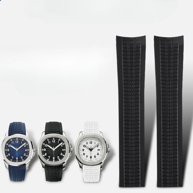 

For Replace Original Patek Philippe Grenade Rubber Watchbands Men Aquanaut 5167/5164 Pp Curved Soft Silicone Accessories
