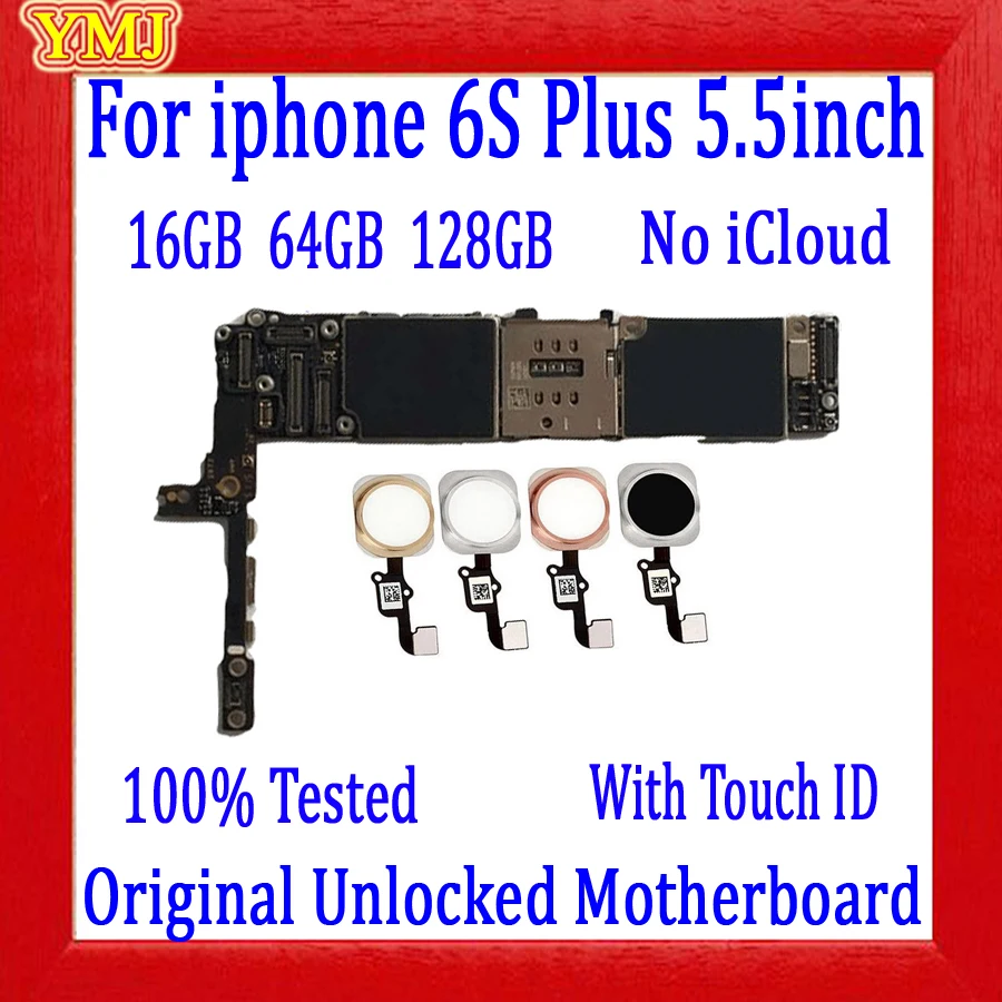 

IOS system 100% Tested Motherboard For iPhone 6S Plus 100% Unlocked Mainboard With/No Touch ID Free iCloud LogicBoard 16GB/64GB