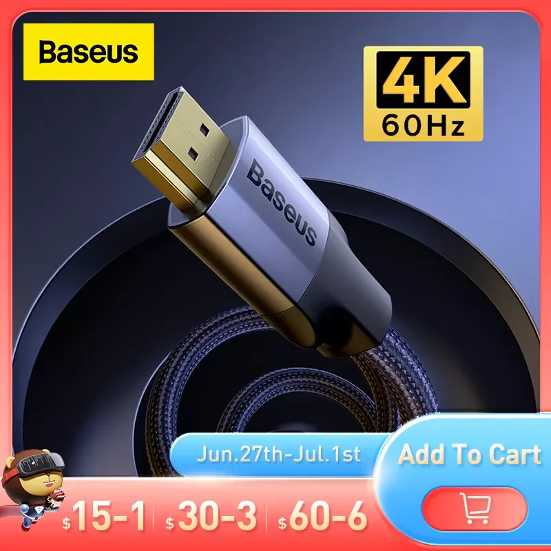 

Baseus 4K 60Hz HDMI-compatible Splitter Cable for Xiaomi Mi Box HDMI-Compatible 2.0 Audio Cable Switch Splitter for Tv Box PS4