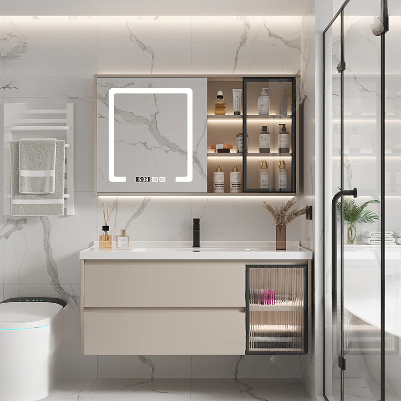 

Wall Shelf Modern Glass Bathroom Cabinet Luxury Accessories Sink Bathroom Cabinet Accessories Mobile Bagno Home Furniture YQ