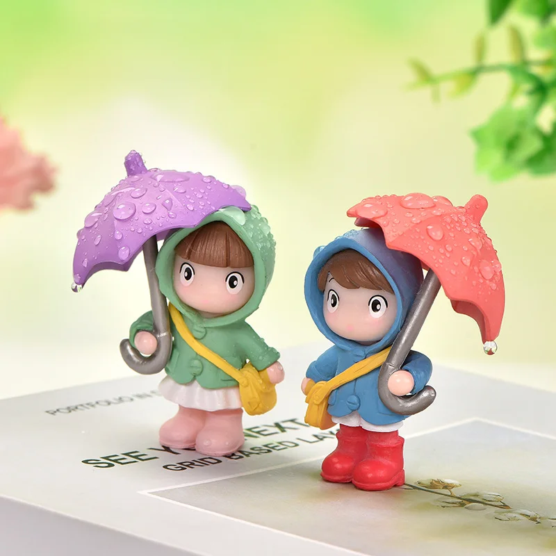 

Decorations PVC Umbrella Girl Micro Landscape Horticultural Landscape Accessories Cute Umbrella Raincoat Bag Girl Ornament