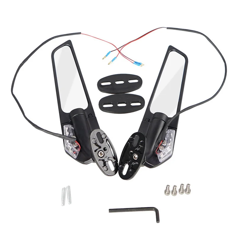 

Motorcycle Modified Universal Fixed Wind Wing Rearview Mirror with Light Wind Knife Rearview Mirror for Kawasaki Yamaha
