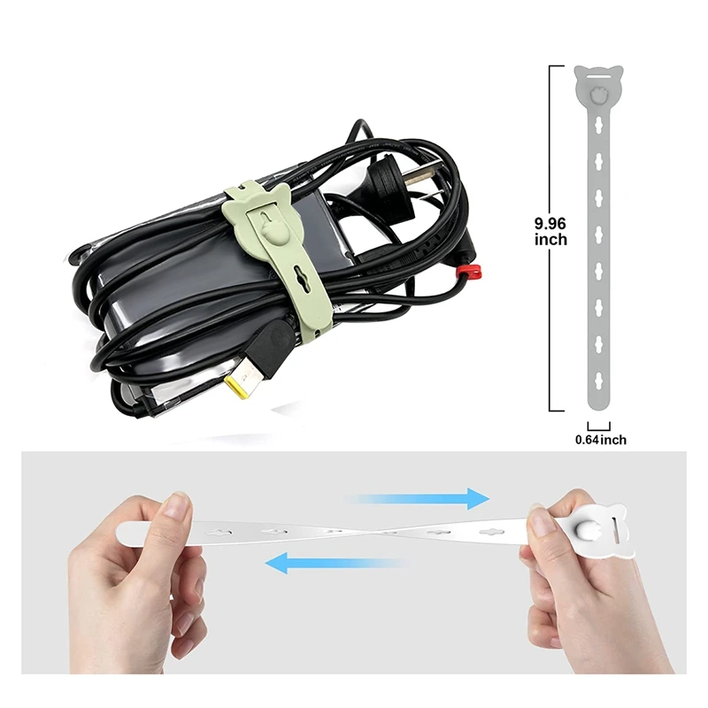 Многоразовые Кабельные стяжки 10X0 6 дюйма 12 шт. эластичные силиконовые для шнура