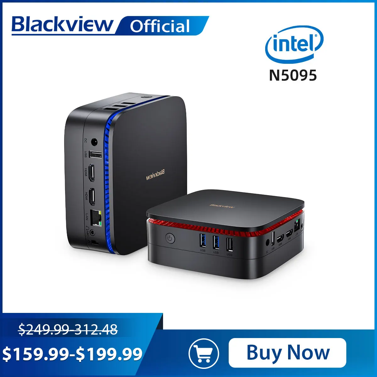 Blakview MP60 Windows 11 Pro Intel 11th Gen N5095 Mini PC DDR4 16GB 512GB SSD VESA/Home/Business Mini Desktop Computer 4K HDMI